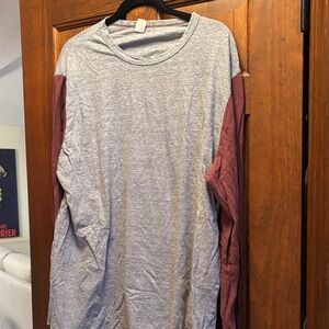 Cgampion Gray and Maroon Long Sleeve Shirt